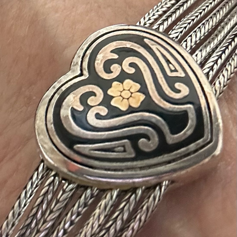 Brighton Heart Bracelet- Unique Black, Silver, and Gold Design - 7-8" Long